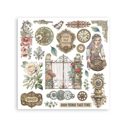 Printed Decorative Rub on kit for Art and Craft cm 15,5x15,5 - Gardens of Time