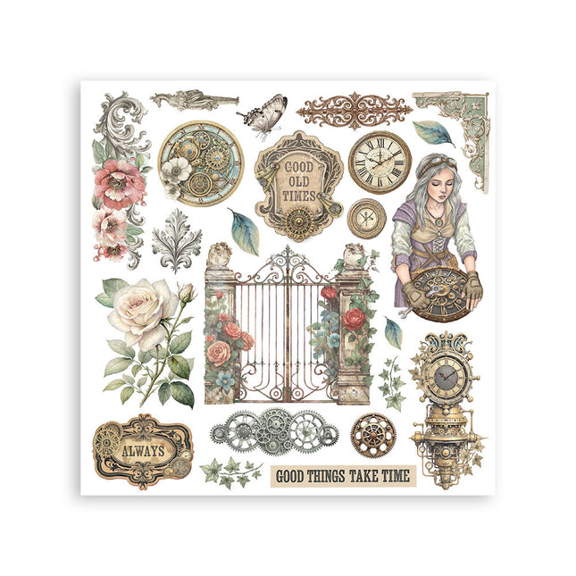 Printed Decorative Rub on kit for Art and Craft cm 15,5x15,5 - Gardens of Time
