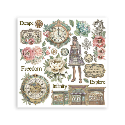 Printed Decorative Rub on kit for Art and Craft cm 15,5x15,5 - Gardens of Time
