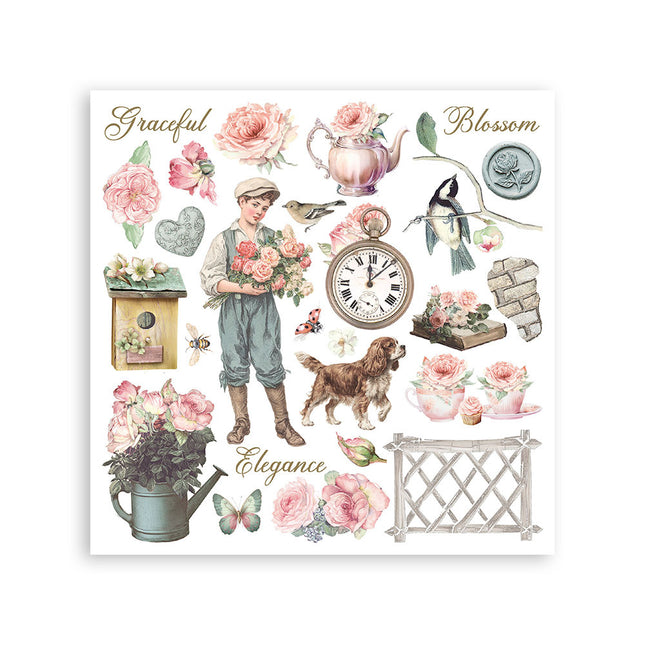 Printed Decorative Rub on kit for Art and Craft cm 15,5x15,5 - House of Roses