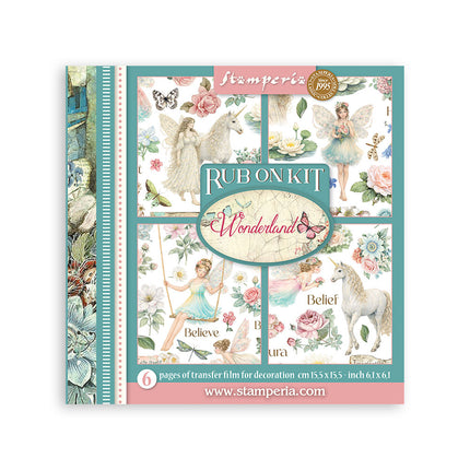 Printed Decorative Rub-On Kit for Art and Craft 15.5x15.5 cm - Wonderland