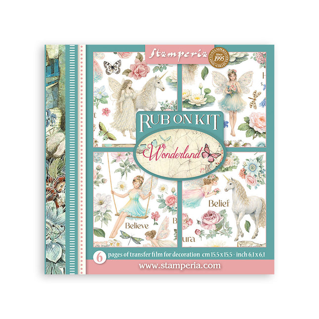Printed Decorative Rub-On Kit for Art and Craft 15.5x15.5 cm - Wonderland