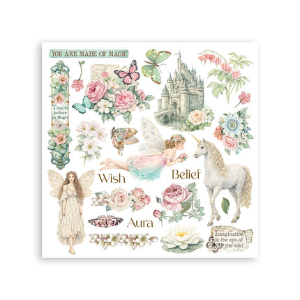 Printed Decorative Rub-On Kit for Art and Craft 15.5x15.5 cm - Wonderland