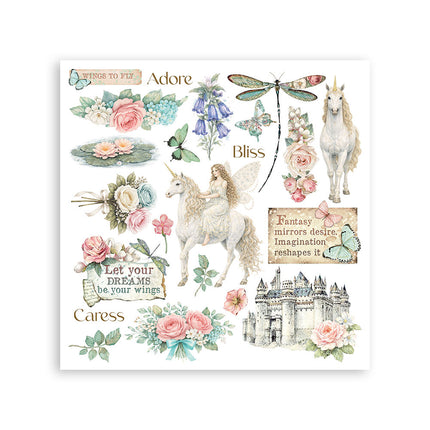 Printed Decorative Rub-On Kit for Art and Craft 15.5x15.5 cm - Wonderland