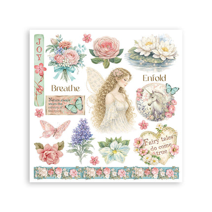 Printed Decorative Rub-On Kit for Art and Craft 15.5x15.5 cm - Wonderland
