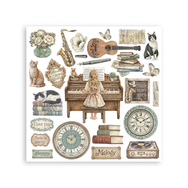 Printed Decorative Rub on kit for Art and Craft cm 15,5x15,5 - Symphony