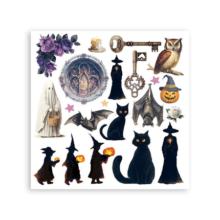 Printed Decorative Rub on kit for Art and Craft cm 15,5x15,5 - Halloween