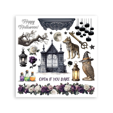 Printed Decorative Rub on kit for Art and Craft cm 15,5x15,5 - Halloween