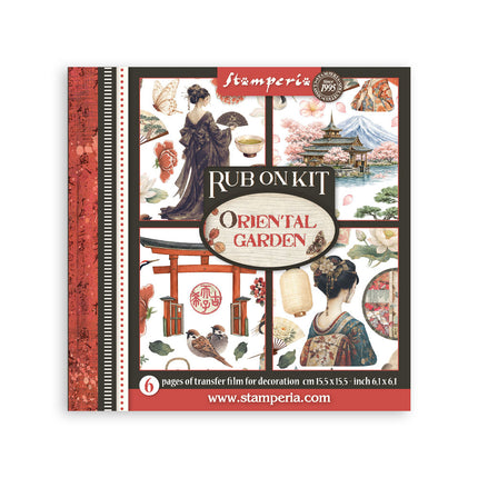 Printed Decorative Rub on kit for Art and Craft cm 15,5x15,5 - Oriental Garden 