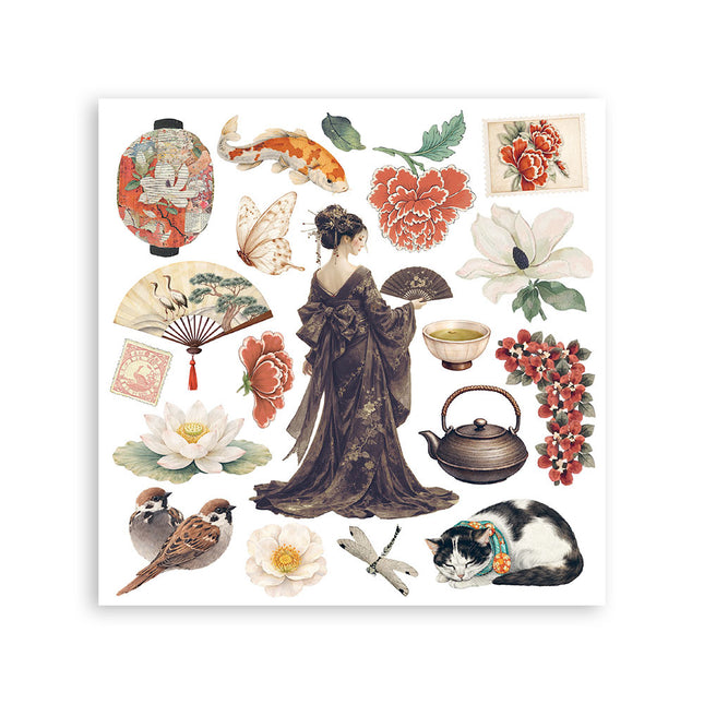 Printed Decorative Rub on kit for Art and Craft cm 15,5x15,5 - Oriental Garden 