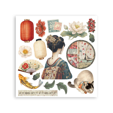 Printed Decorative Rub on kit for Art and Craft cm 15,5x15,5 - Oriental Garden 