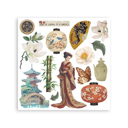 Printed Decorative Rub on kit for Art and Craft cm 15,5x15,5 - Oriental Garden 