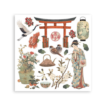 Printed Decorative Rub on kit for Art and Craft cm 15,5x15,5 - Oriental Garden 