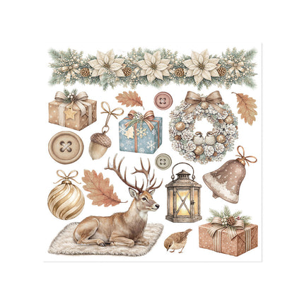 Printed Decorative Rub on kit for Art and Craft cm 15,5x15,5 - White Christmas