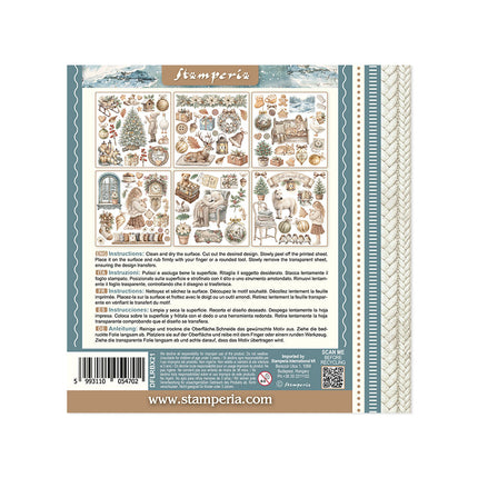 Printed Decorative Rub on kit for Art and Craft cm 15,5x15,5 - White Christmas
