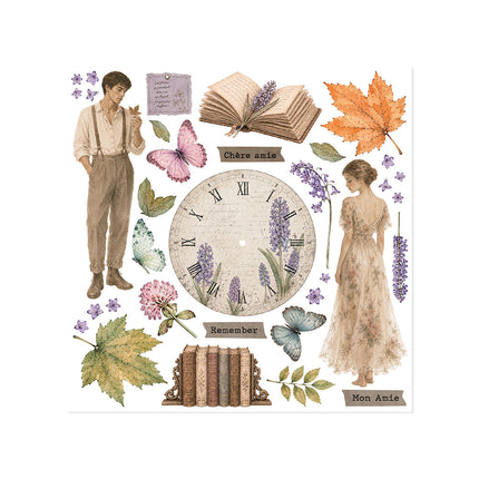 Printed Decorative Rub on kit for Art and Craft cm 15,5x15,5 - Flowers and Poems