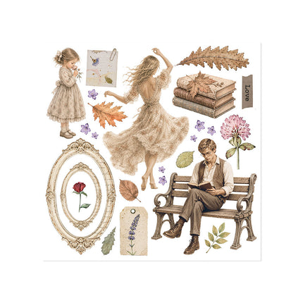 Printed Decorative Rub on kit for Art and Craft cm 15,5x15,5 - Flowers and Poems