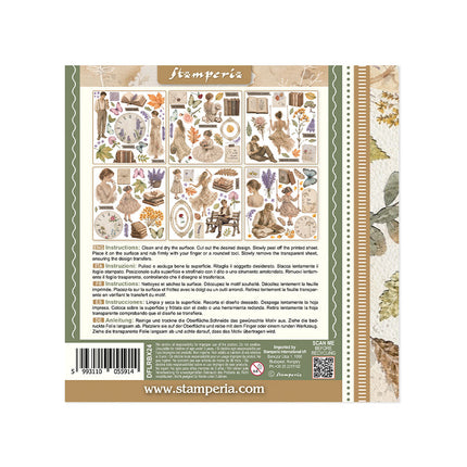 Printed Decorative Rub on kit for Art and Craft cm 15,5x15,5 - Flowers and Poems