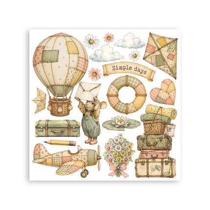 Printed Decorative Rub on kit for Art and Craft cm 15,5x15,5 - Cozy Family