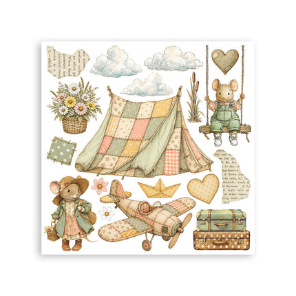 Printed Decorative Rub on kit for Art and Craft cm 15,5x15,5 - Cozy Family