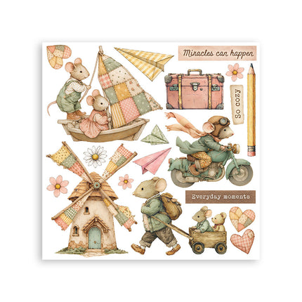 Printed Decorative Rub on kit for Art and Craft cm 15,5x15,5 - Cozy Family