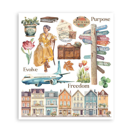 Rub on selection cm 20,5x23 6 pages - Art of Travelling 