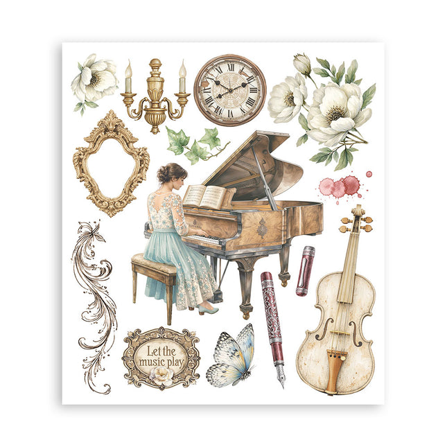 Printed Decorative Rub on selection for Art and Craft cm 20,5x23 - Symphony 