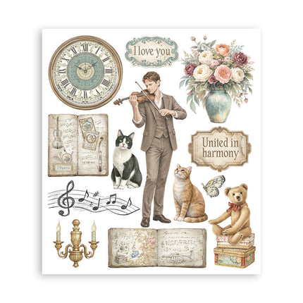 Printed Decorative Rub on selection for Art and Craft cm 20,5x23 - Symphony 