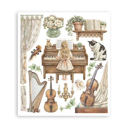 Printed Decorative Rub on selection for Art and Craft cm 20,5x23 - Symphony 