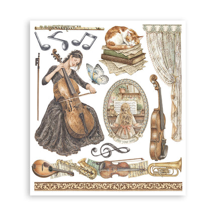 Printed Decorative Rub on selection for Art and Craft cm 20,5x23 - Symphony 