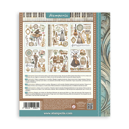 Printed Decorative Rub on selection for Art and Craft cm 20,5x23 - Symphony 
