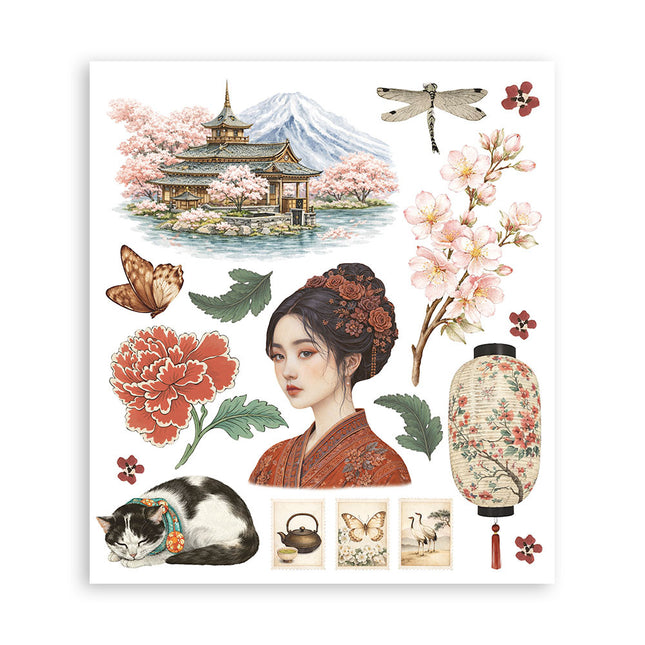 Printed Decorative Rub on selection for Art and Craft cm 20,5x23 - Oriental Garden  