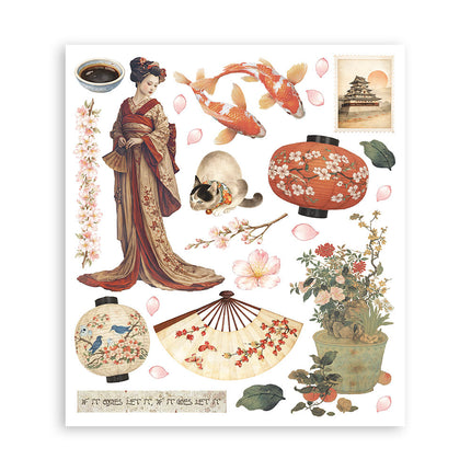 Printed Decorative Rub on selection for Art and Craft cm 20,5x23 - Oriental Garden  