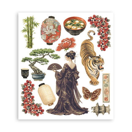 Printed Decorative Rub on selection for Art and Craft cm 20,5x23 - Oriental Garden  