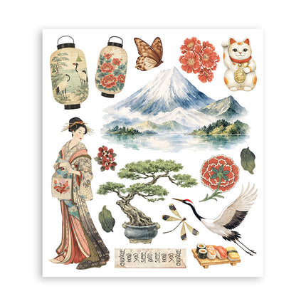 Printed Decorative Rub on selection for Art and Craft cm 20,5x23 - Oriental Garden  