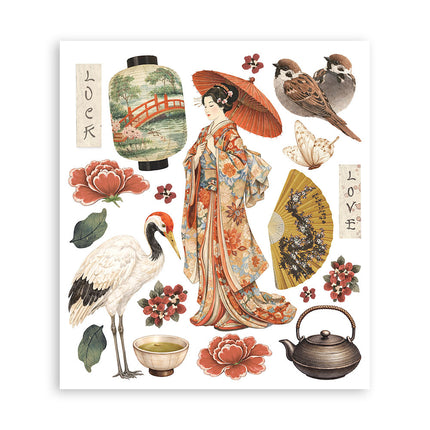 Printed Decorative Rub on selection for Art and Craft cm 20,5x23 - Oriental Garden  