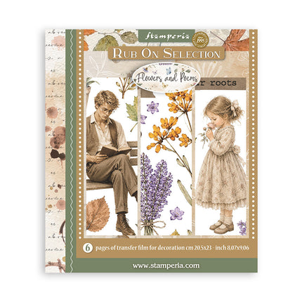 Printed Decorative Rub on selection for Art and Craft cm 20,5x23 - Flowers and Poems