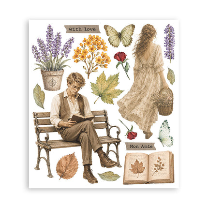 Printed Decorative Rub on selection for Art and Craft cm 20,5x23 - Flowers and Poems