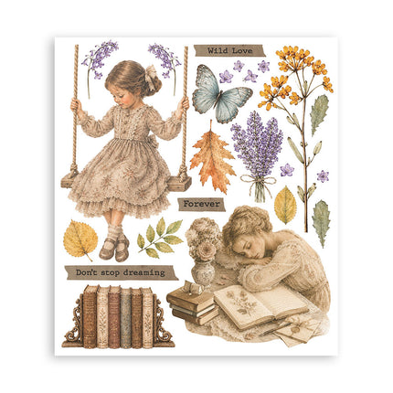 Printed Decorative Rub on selection for Art and Craft cm 20,5x23 - Flowers and Poems