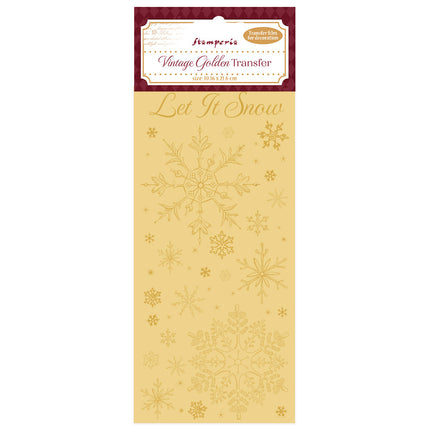 Vintage Golden Transfer cm 10.16x21.6 - Let It Snow