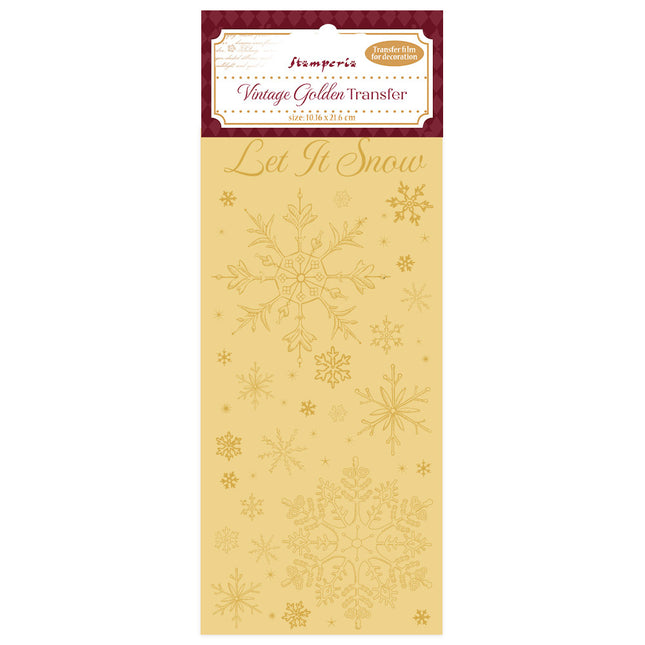 Vintage Golden Transfer cm 10.16x21.6 - Let It Snow