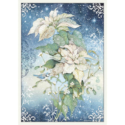 A3 Rice paper packed Poinsettia white