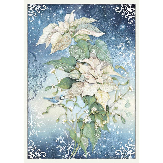A3 Rice paper packed Poinsettia white