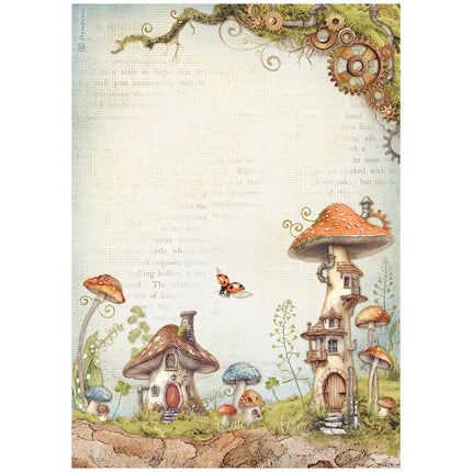A4 Rice paper pack - Hidden Grove mushroom houses