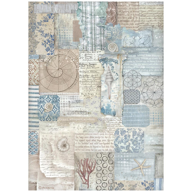 A4 rice paper pack - Silent Sea texture