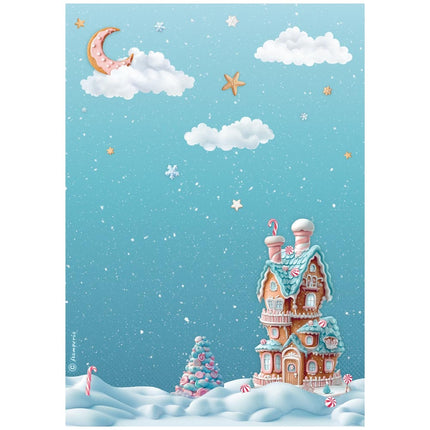 A4 Rice paper packed - Candy Christmas marzipan house