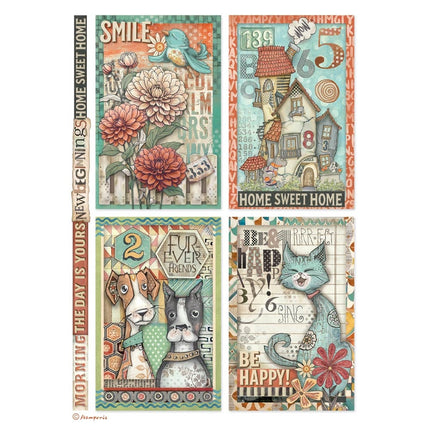 A4 Rice paper pack - Furry Friends 4 cards