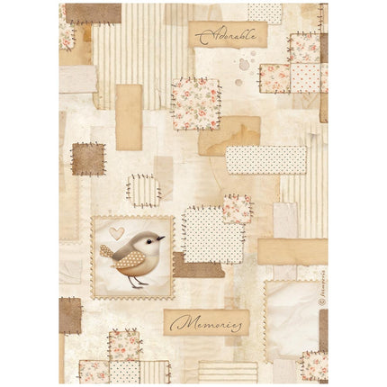 A4 Rice paper pack - Baby patchwork bird