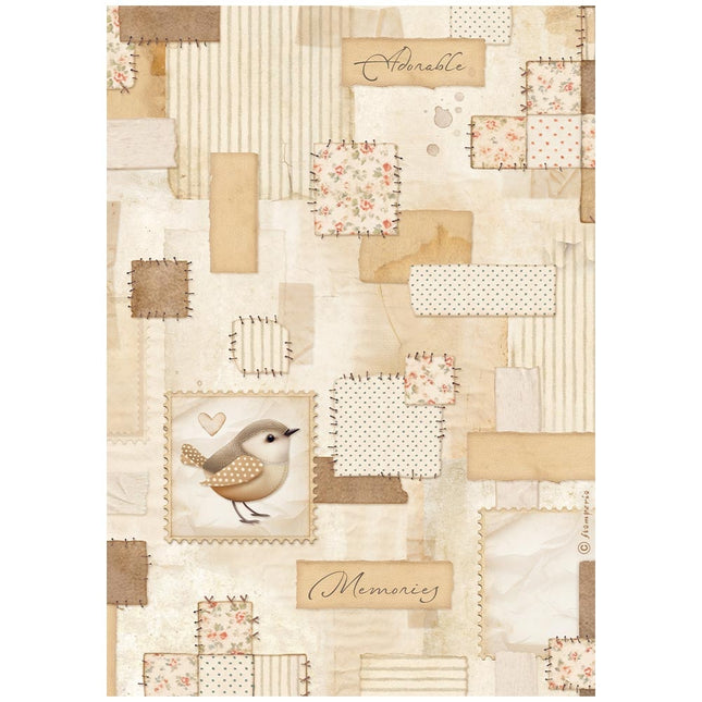A4 Rice paper pack - Baby patchwork bird