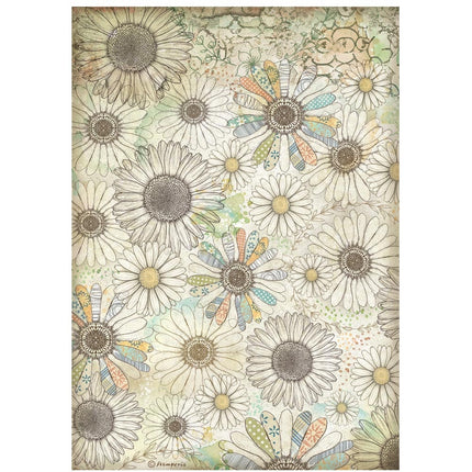 A4 Rice Paper Pack - Daisy Art Stylized Daisy Pattern